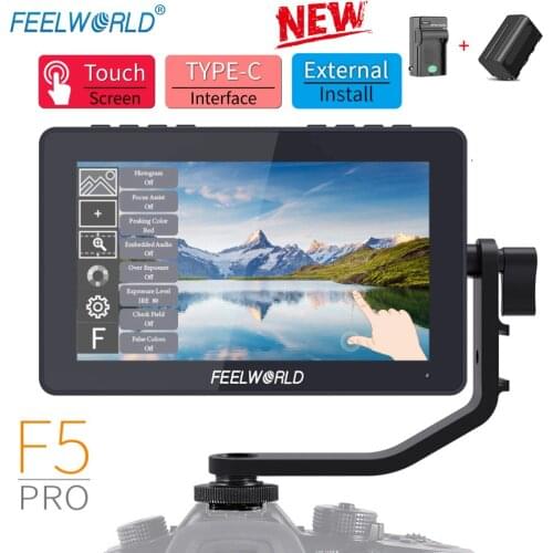 FEELWORLD F5 Pro 5.5 Inch on DSLR Camera Field Monitor Touch Screen IPS FHD1920x1080 4K HDMI Video Focus Assist for Gimbal Rig