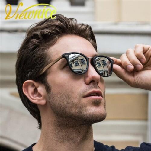 Viewnice 2017 oculos de sol masculino Vintage rivets Polarized Woman sun glasses Man 100% Handmade Wood acetate Eyewear 5355