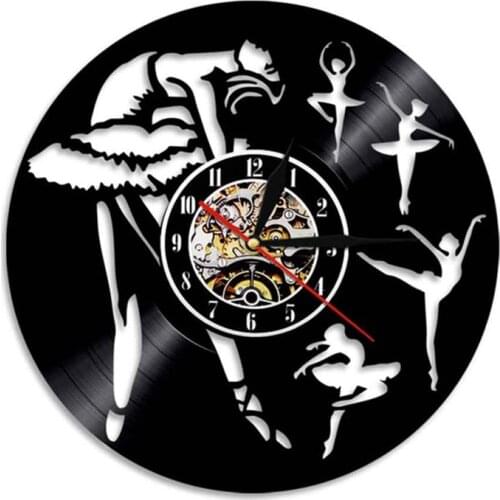 Ballet Dancing Sport Silhouette LED Backlight Modern Design Vinyl Record Wall Clock Home Decor Watch Gift For Ballerina Dancer