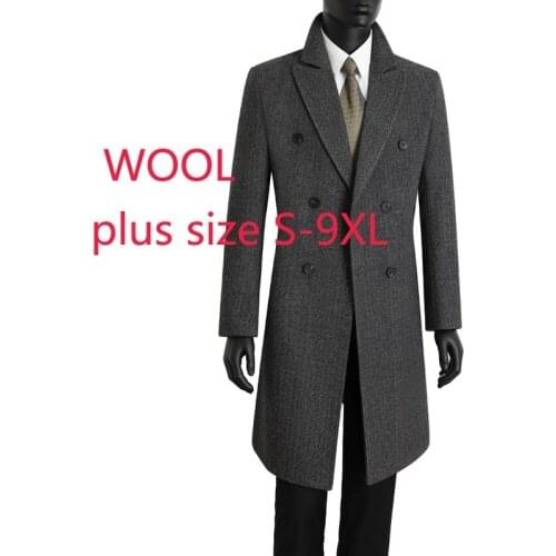 New Arrival Fashion Suepr Large High Quality Men Long Wool Coat Casual Woolen Youth Autumn Winter Windbreaker Plus Size S-10XL