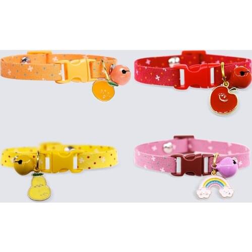 New Cute Rainbow Fruit Pendant Cat Collar with Bell Dot Cat Small Dog Puppy Kitten Accessories Necklace Jewelry Christmas Gift
