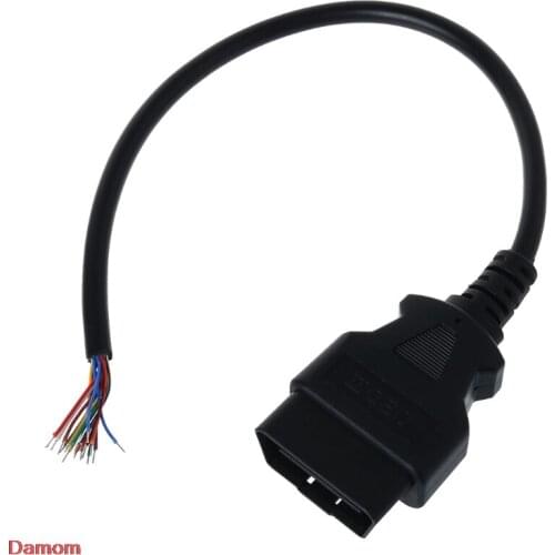 OBD2 16Pin Male Plug Adapter Opening Cable Connector For ELM327 Extension Auto
