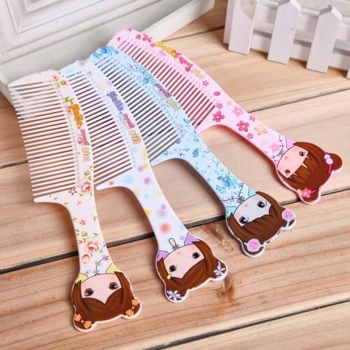 Wholesale New 2000pcs Home color plastic print comb girl cartoon head picture comb wide tooth hairdressing comb promotional gift