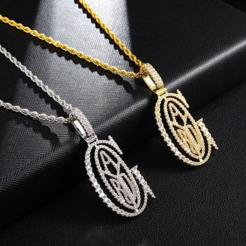 Initial Jewelry Letter GAD Gold Pendant Necklace Hip Hop Iced Out Pendant Necklace Men