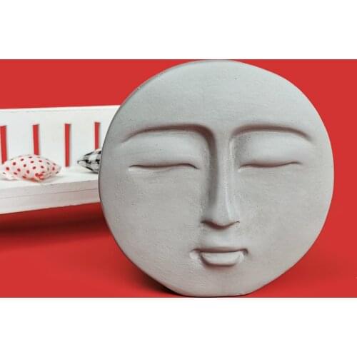 PRZY Simple Round Art Face Concrete Silicone Mold Nordic Cement Homeware Making Moulds DIY Statue Molds Plaster Soap Resin Craft