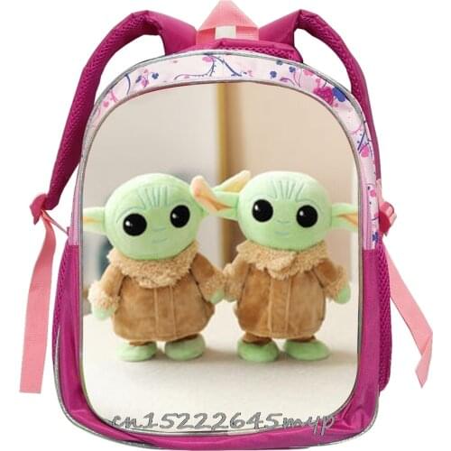 12 Inch Mandalorian Baby Yoda Kindergarten Backpack Kids Bag Waterproof Backpack Daily Backpack Childrens Backpack