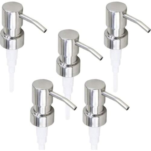 5Pcs Stainless Steel Soap Pump Replacement 28 Teeth Metal Bottle Nozzles Lotion Dispenser Head