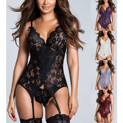 Rhinestone Bra Push Up Sexy Lingerie WomenS Fashion Lingerie Sexy Bowknot Halter Lingerie Lace Bodysuit Set Underwear Set