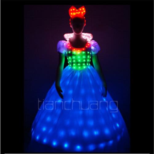 TC-55 Singer wedding dress show cloth programmable full color LED colorful costumes party RGB skirt ballroom dance performance