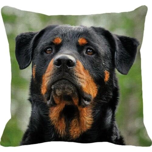 XUNYU Cute Rottweiler Dog Print Linen Pilllowcase Home Sofa Square Cushion cover 45x45cm Animal Pattern Pillow cover AC073