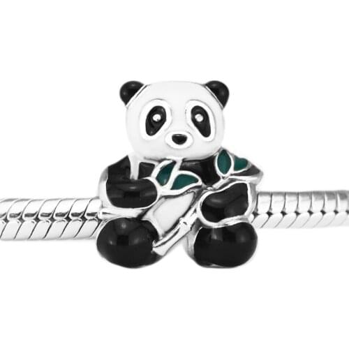 S925 Sterling Silver Jewelry Chinese Panda Enamel Charm Bead Mid-Autumn New Style DIY Jewelry Fit for Silver Charm Bracelet