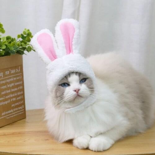 Funny Pet Cat Rabbit Cap Soft Cat Headwear Dog Teddy Rabbit Hat Garfield Bunny Ears Headdress Party Christmas Cosplay Accessorie