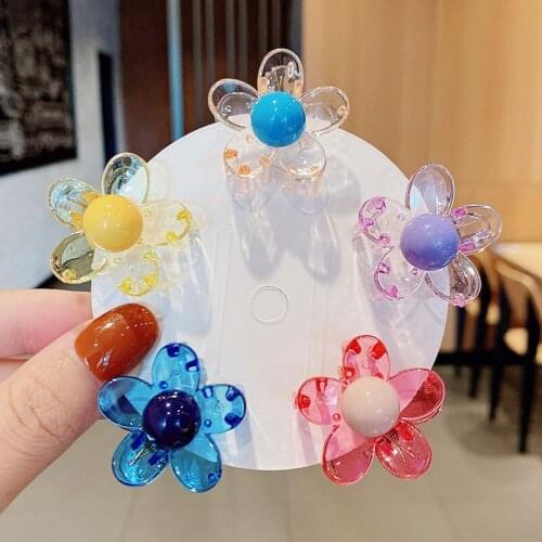 New Girls Cute Colorful Transparent Flower 3.0cm Small Acrylic Hair Claws Kids Sweet Hair Clip Hairpins Fashion Hair Accessories