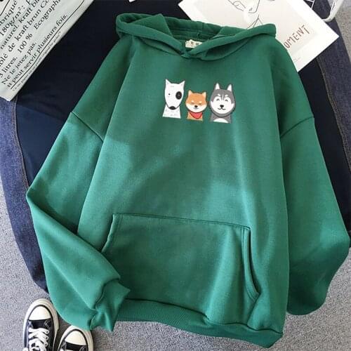 Sudadera Mujer Moletom Feminino Kawaii Pullover Top Women Harajuku Oversized Hoodies Cartoon Dog Anime Printed Sweatshirt