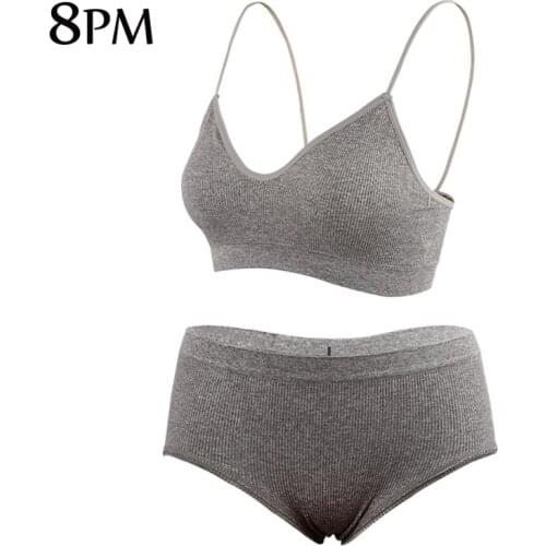 Women Bra Panties Set 2021New Summer Soft Comfortable Cotton Underwear Seamless Padded Tops Active Bra Female Lingerie Set