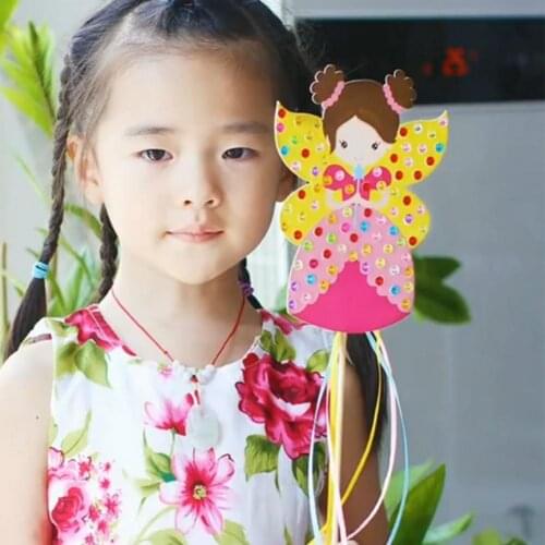 1 Set Paper Princess Stick Three-dimensional Educational Beautiful Rhinestone Magic Stick Paper Handcraft for Education