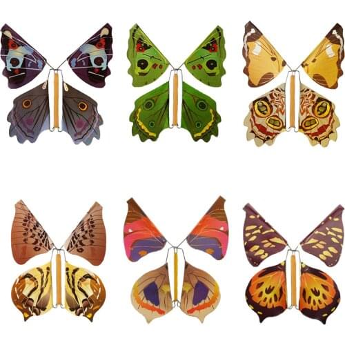 1Pc Magic Tricks Flying Butterfly Rubber Band Wind Up Butterfly Toy Flying in the Book Surprise Birthday Gifts Kids Magic Prop