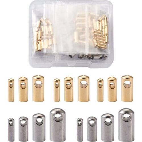 125pcs 304 Stainless Steel Cord Ends End Caps Connector for Jewelry Making DIY Bracelet Necklace Inner Diameter: 1.5~4mm