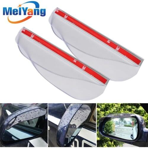 2Pcs Transparent Universal Car Flexible Plastic Rear Mirror Rain Board Eyebrow