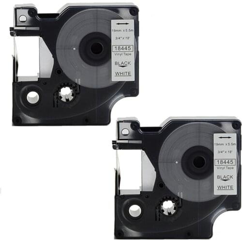 2pcs 18445 Rhino 19mm S0718620 IND Vinyl Labels Compatible DYMO RhinoWhite Vinyl Tape With Flexibility and Strong Adhesive