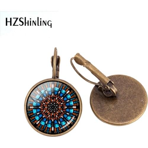 2018 New Arrival Glass Dome Earring Hot Clip Earring Round Pattern Earring Jewelry Antique Style Jewelry For Women