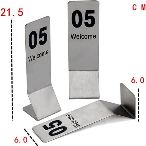 21*6cm 20 pcs stainless steel stringy metal desk table desktop number sign stand sequence number sign plate stand ZA5771