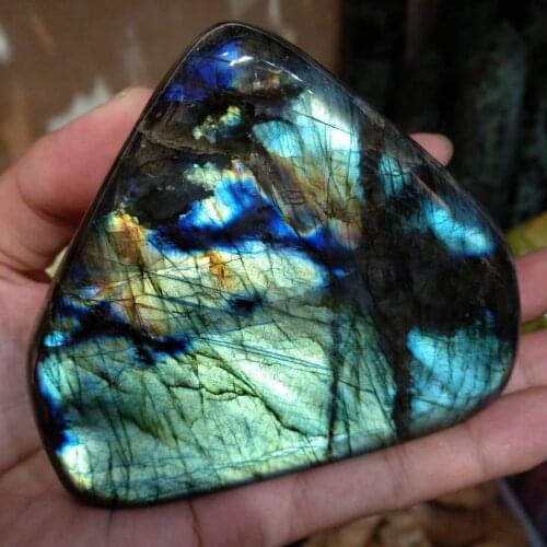 800-900g BEAUTIFUL LABRADORITE FREE STANDING FORM STONE- FROM MADAGASCAR