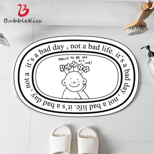 Bubble Kiss Bathroom Carpet Absorbent Non-Slip Floor Mat Home Bedroom Oval Entrance Doormat Bedside Thick Fleece Area Rugs