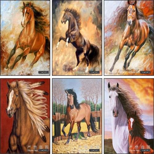 5D Diamond Painting Animal Cross Stitch Diy Diamond Embroidery Horse Square Drill Diamond Mosaic Pasted Needlework