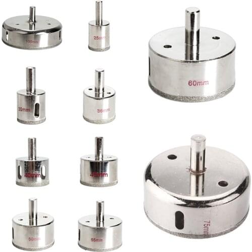 25-100mm Diamond Drill Bit Set Diamond Tools Hole Saw Use for Glass, Marble, Tile, Granite or wood ALI88
