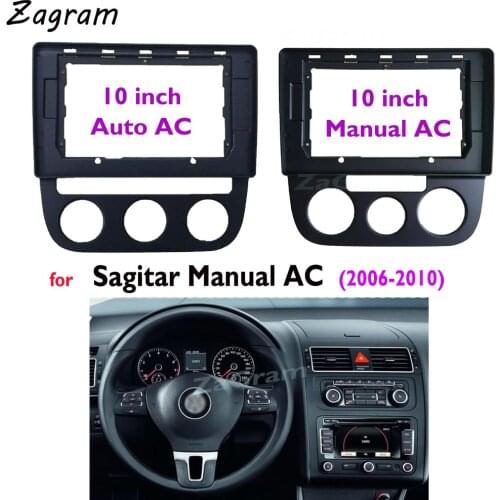 Car Fascia for Volkswagen Sagitar 2006-2010 Video Panel Player Dashboard 10 Inch 2 Din Frame Dashboard Mount Kit