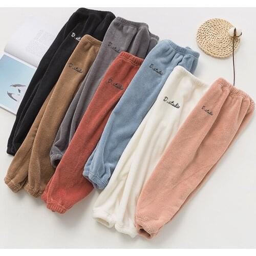 BINIDUCKLING Winter Autumn Flannel Pants For Kid Boys Girls Thicken Warm Elastic-Waist Children Sports Fleece Pants