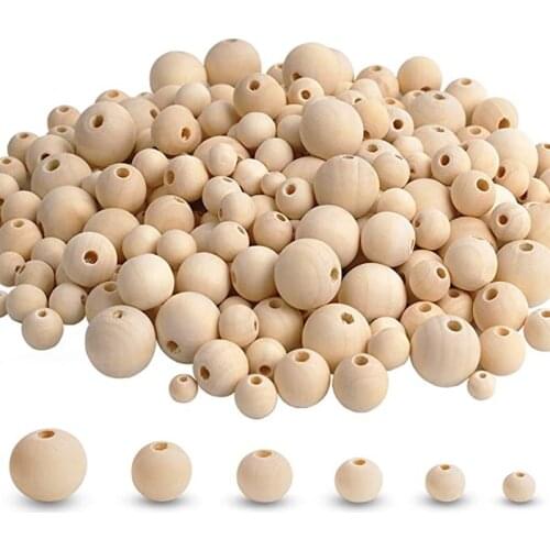 100PCs Natural Ball Wood Spacer Beads 5-18mm for Charm Bracelet Wholesale Baby Wooden Round Bead for Baby Care Toys Jewelry