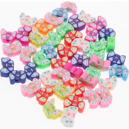 CHONGAI 100Pcs Butterfly Polymer Clay Spacer Beads For Jewelry Making DIY Bracelet Necklace Accessories 12mm