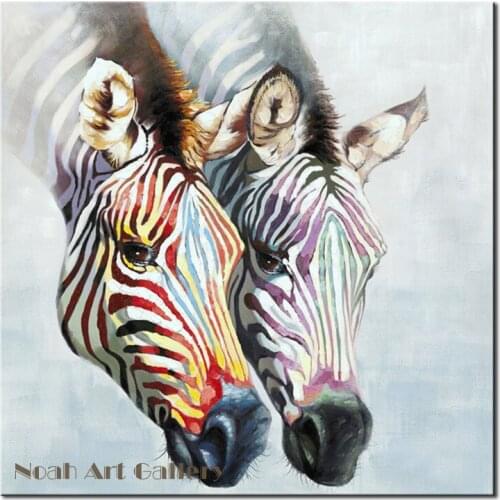 Two Colorful Zebras Oil Painting Contemporary Abstract Art Animal Painting Highly Skilled Hand Painted Zebra Canvas Paintings