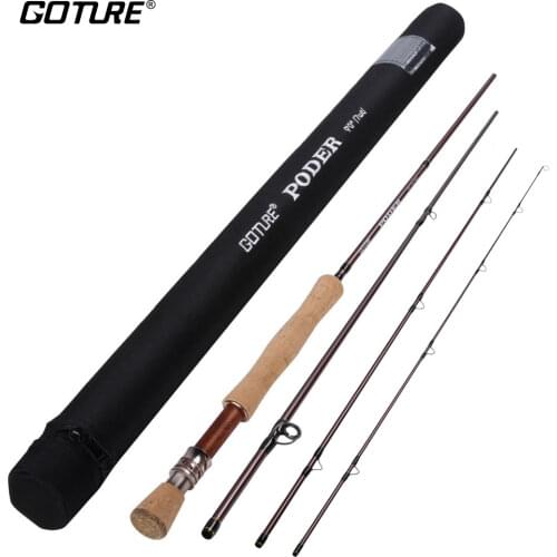 Goture PODER 4-Pieces Fly Fishing Rod Graphite Pole with 30+36 T Carbon Fiber Blanks And Handmade Cord Handle 4/5/7/8WT
