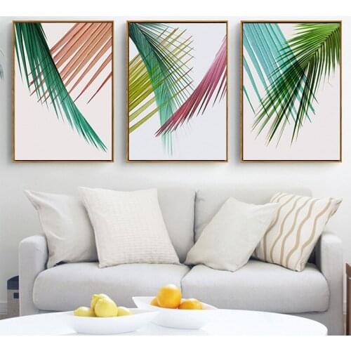 HAOCHU Watercolor Plant Tropical Rain Forest Leaves Minimalism Art Canvas Painting Modern Wall Picture For Home Decor