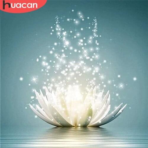 HUACAN 5d Diamond Painting Full Drill Square Flower Diamond Embroidery Cross Stitch Lotus Rhinestones Mosaic Decortion