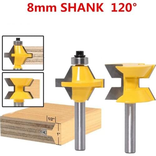 8mm shank-2 pcs,cnc solid carbide woodworking router bit,120 degrees Knife,Splicing Knife Woodworking Milling cutter,wood tool