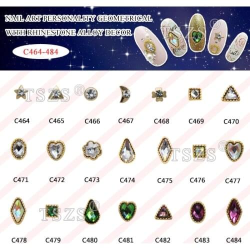 10pcs /lot Alloy Personality Geometric Pattern with rhinestone Nail Art Decoration
