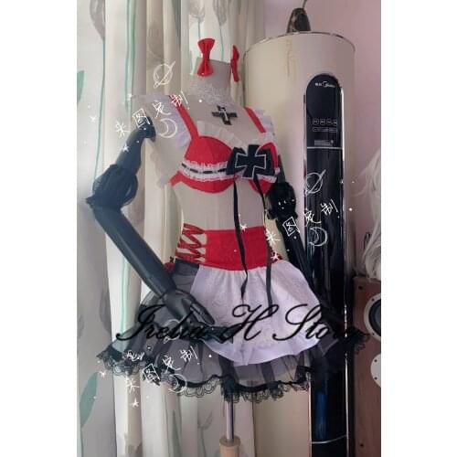 Custom size Prinz Eugen Azur Lane Game Cosplays Fan art Maid Prinz Eugen Cosplay Costume sexy maid dress female