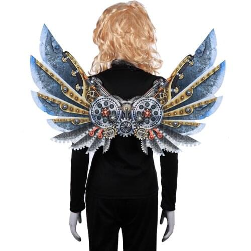 Halloween Party Steampunk Cosplay Wings Carnival Vintage Cyber Steampunk Accessories Gear Cosplay Costume For Adult Kids Boys