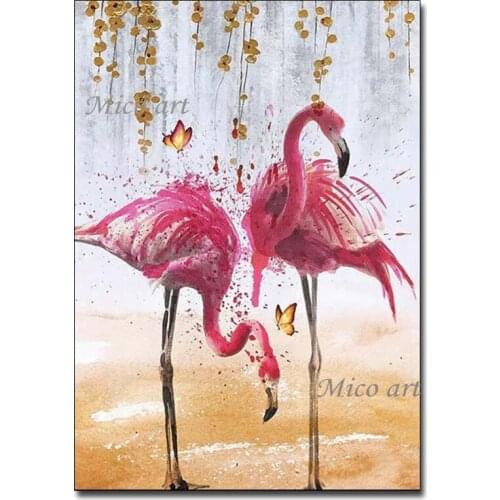 Red Crane Oil Painting Hand-painted Animal Wall Decor Picture Canvas Art Modern Cartoon Birds Animal Paintings Artwork For Decor