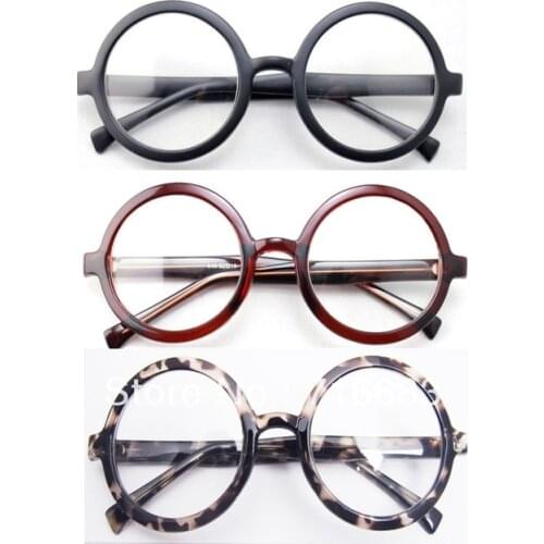 Large Size Oversized Retro Vintage Round Eyeglass Frame Black Brown Leopard Optical Spectacles 12 Pieces