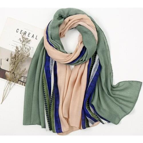 Fashion Luxury Brand Striped Line Cotton Linen Scarf Women Printed Shawls and Wraps Pashmina Stole Muslim Hijab Snood 180*90cm