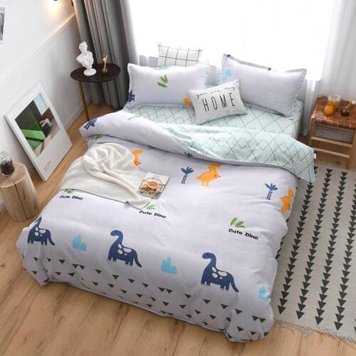 Cartoon Bedding Set Cute Dino Kids Duvet cover Quilt Cover Single Queen King Size Bedclothes 3PCS