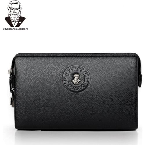 Men‘s Coded Lock Day Clutch Big Capacity Business Handbag New Fashion Male safety lock Purse PU Leather Anti-theft Long Wallet