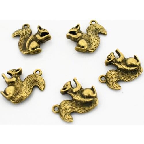 New 22x17.5x4.3mm 10pcs/lot Antique Bronze Plated Cute Squirrel Charms Pendant DIY Handmade Jewelry Accessories