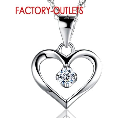 925 Sterling Silver Cubic Zirconia Heart Pendant Necklace Fashion Jewelry Female Party Engagement All Compatible Wholesale