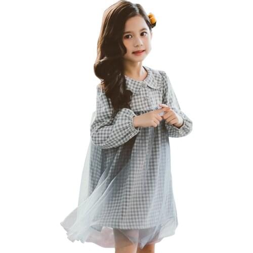 Girl Dresses Plaid Pattern Girls' Dresses Spring Autumn Children Dress Casual Style Girls Costumes Kids 6 8 10 12 14